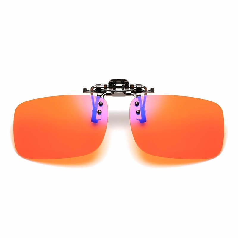 Night Driving Clip on Flip up Polarized Lens For Prescription Glasses, UV Protection Sunglasses Orange + case