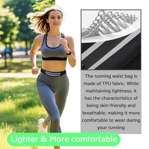 Slim Running Belt with Phone Holder - Water-Resistant Waist Pack - Black