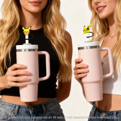 10Pcs Reusable Cartoon Straw Covers for Stanley Cup - 10mm