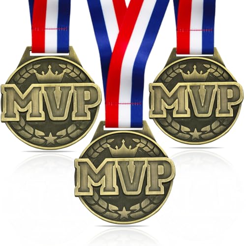 Gold MVP Medal Set - 3 Inch Awards with Neck Straps