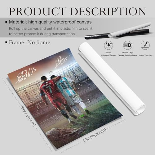 Messi & Cristiano Ronaldo Signed Poster - 12"L x 16"W Unframed