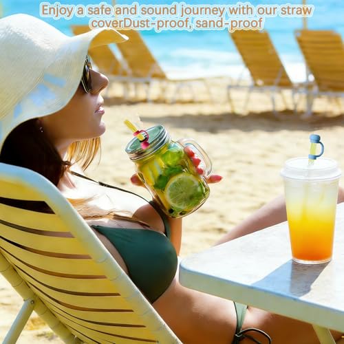 Reusable Silicone Straw Topper - 10mm Dust-Proof Straw Cover - Purple