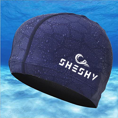 Swim Cap - Flexible Nylon Spandex Swimming Hat for Adults & Kids - Blue