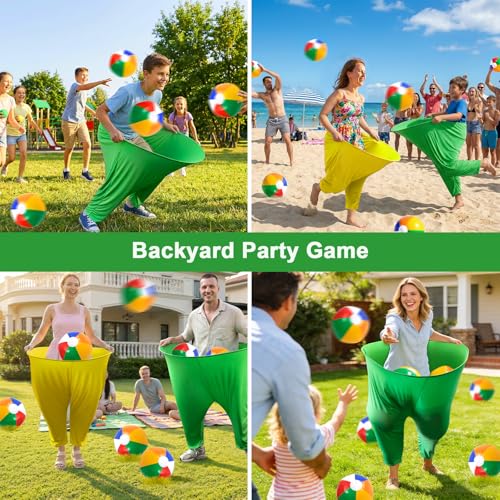 Large Yellow & Green Granny Pants Yard Game Set with Bouncy Balls & Pump for Outdoor Party