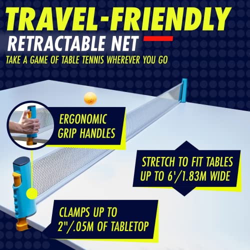 Professional Ping Pong Paddle Set with 4 Paddles, Net & 6 Balls