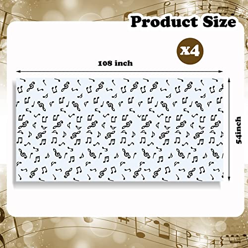 Tatuo 4 Pieces Musical Notes Party Tablecloth 108 x 54 Inch Plastic Decor
