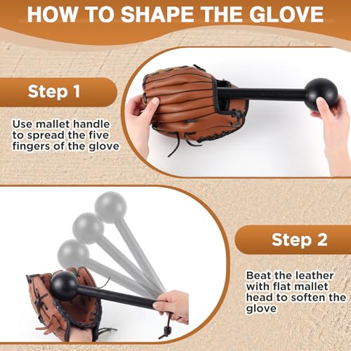 12-Inch Baseball Glove Mallet - Rubberwood Glove Shaper - Black