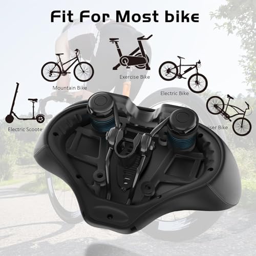 Twomaples Noseless Bike Seat Cushion - Extra Wide Comfort, Pitch Black