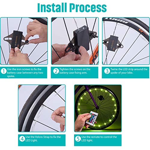 Waybelive LED Bike Wheel & Frame Lights Tube Version Waterproof for Night Cycling