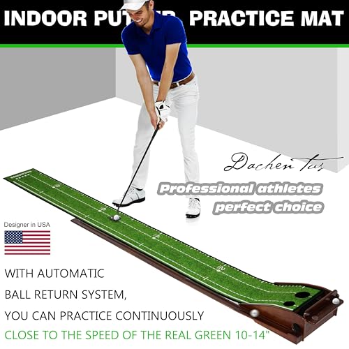 Indoor Outdoor Golf Putting Mat with Automatic Ball Return