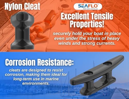 4-Inch Nylon Boat Dock Cleat - Corrosion Resistant Marine Hardware, 2-Pack