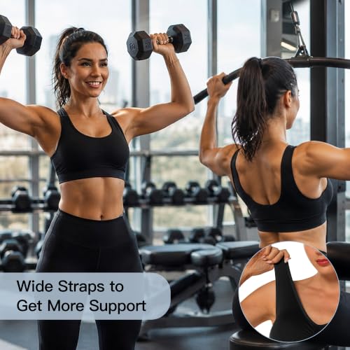 Onory Women's Wireless Padded Sports Bras 3 Pack Medium Support Large/Nude White Black