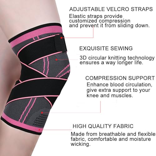 Vitoki Pink Knee Braces for Pain Relief – Compression Sleeve, Size S, 1 Pack