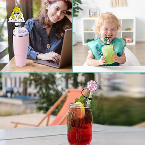 Silicone Straw Toppers for 10mm Tumbler Straws - 5 Pack Music Design