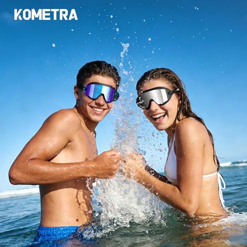 KOMETRA 2 Pack Adult Frameless Anti-Fog UV Swim Goggles with Clear & Tinted Lenses - Black & Blue/ Silver Variants