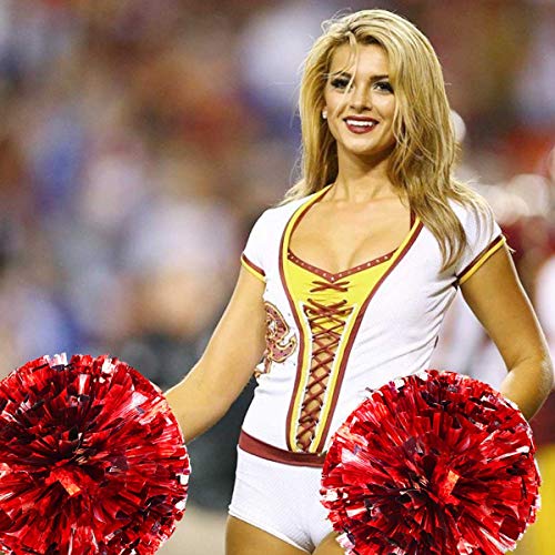 TTSAM 4 Pack (2 Pair) Metallic Foil Cheerleader Pom Poms & Plastic