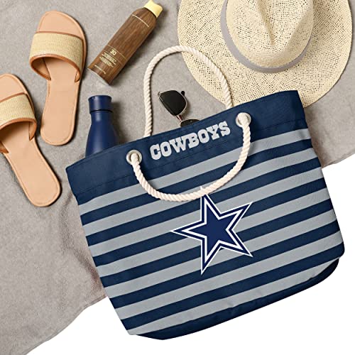 Dallas Cowboys Nautical Stripe Tote Beach Bag - Team Color