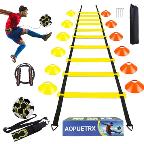 Agility Ladder Training Kit with Cones & Jump Rope - 20ft Soccer Set