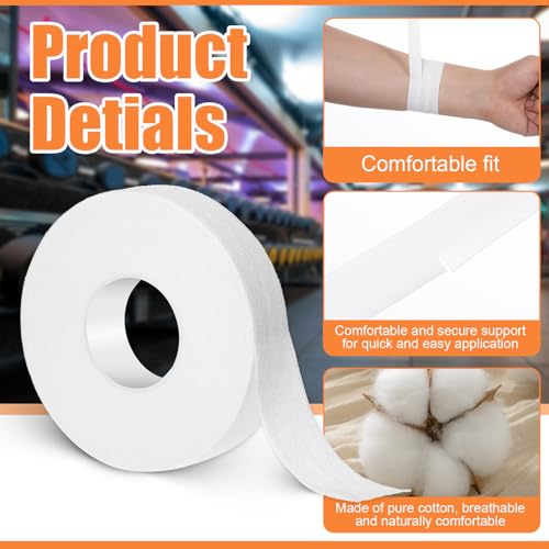 Athletic Finger Tape for Sports - 2 Rolls Cotton Support Tape - White