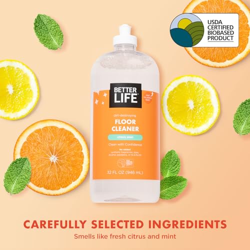 Better Life Citrus Mint Floor Cleaner - Liquid Multipurpose Floor Cleaner, Pack of 2, 32 Fl Oz Each