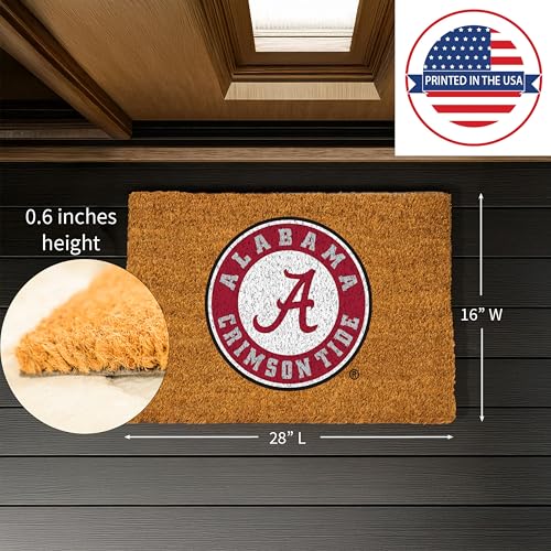 University of Alabama Coir Doormat - 28 x 16 Inches, Non-Slip Back