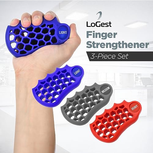 Hand Strengthener Set - 3 Resistance Levels for Therapy - Red, Blue, Gray