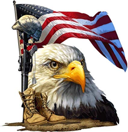 Patriotic Bald Eagle American Flag Stickers - 2 PCS, 5 Inch Vinyl Decals