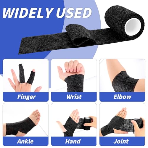 Oleitodh 60 Pack 3in x 5yd Black Self-Adherent Bandage Wrap (1 Color) 60 rolls