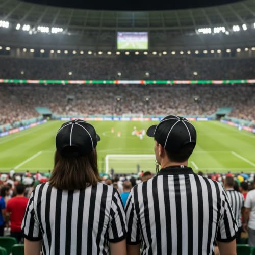 Referee Shirt Set - 4 Pcs Soccer Jersey, Hat, Whistle, Medium Size