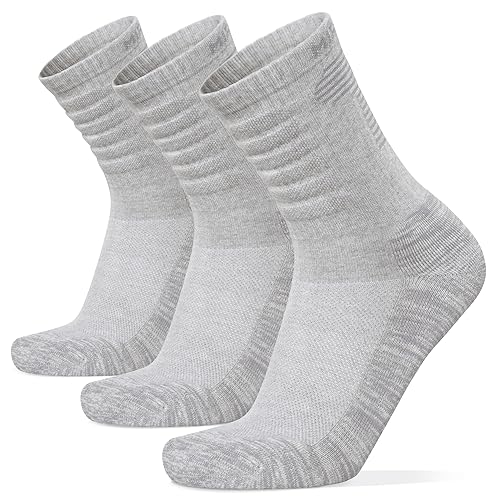 MIRMARU 3 Pairs Seamless Athletic Crew Socks Moisture-Wicking Hiking & Running Socks