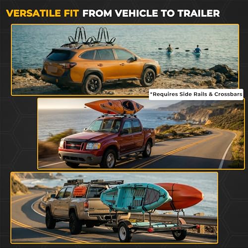 Heavy-Duty J-Bar Kayak Roof Rack Carrier - 2 Pairs Set