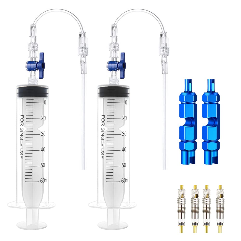 Chihutown 8Pcs Cycling Syringe Kit, Tubeless Tire Sealant Injector with Switch, Presta Valve Core and Removal Tool, No Tubes Tire Sealant Bicycle (White)