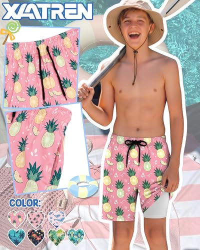 Boys Quick Dry Swim Trunks - Pink 11-12 Years