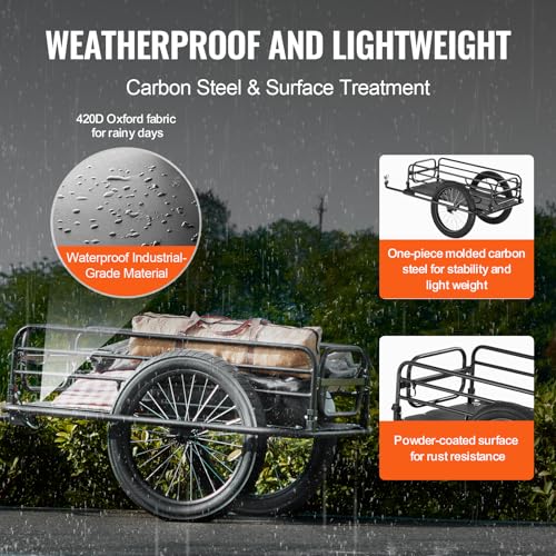 275 lb Bike Cargo Trailer with Universal Hitch - Foldable, Heavy-Duty