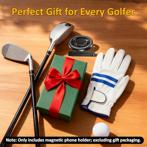 Magnetic Golf Cart Phone Holder, 360° Rotating Mount - Black