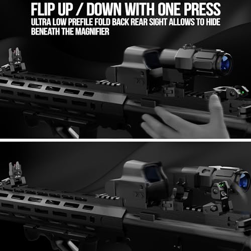 Flip-Up Fiber Optic Iron Sights for Picatinny Rail - Adjustable Backup Sights with Red Green Dots