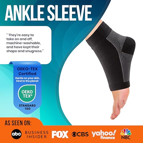 PhysFlex Black Large Compression Ankle Support Socks 3-Pack for Men & Women