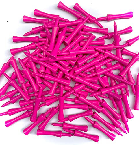 59mm Bamboo Castle Golf Tees - Pink, 100 Pack - Sustainable & Eco-Friendly