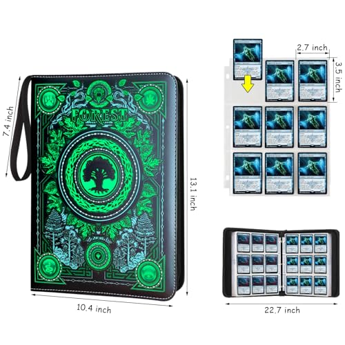 MTGPRO Green 9-Pocket Card Binder Holds 720 Cards Portable Trading Album