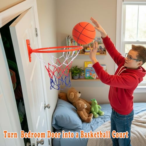 Silent Indoor Basketball Hoop - 14-Inch Wall Mount, Foldable Design