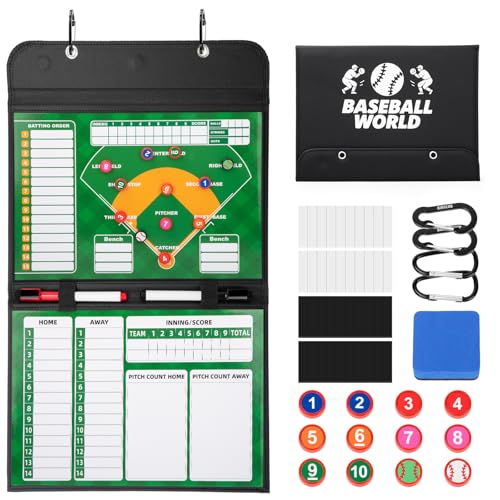 Magnetic Baseball Lineup Board with Leather Cover - Coaching Accessory