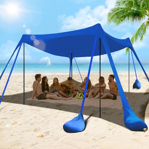10x10FT Beach Tent Sun Shelter with UPF 50+ Protection