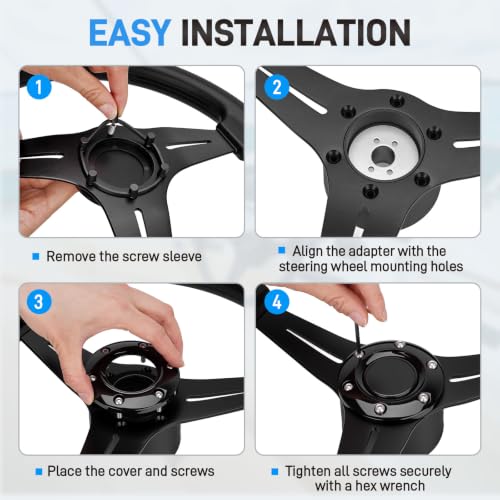 13.6 Inch Boat Steering Wheel with 3/4" Axle Marine Adapter Leather