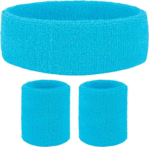 Neon Sweatbands & Wristbands Set - 80s Sports Accessories