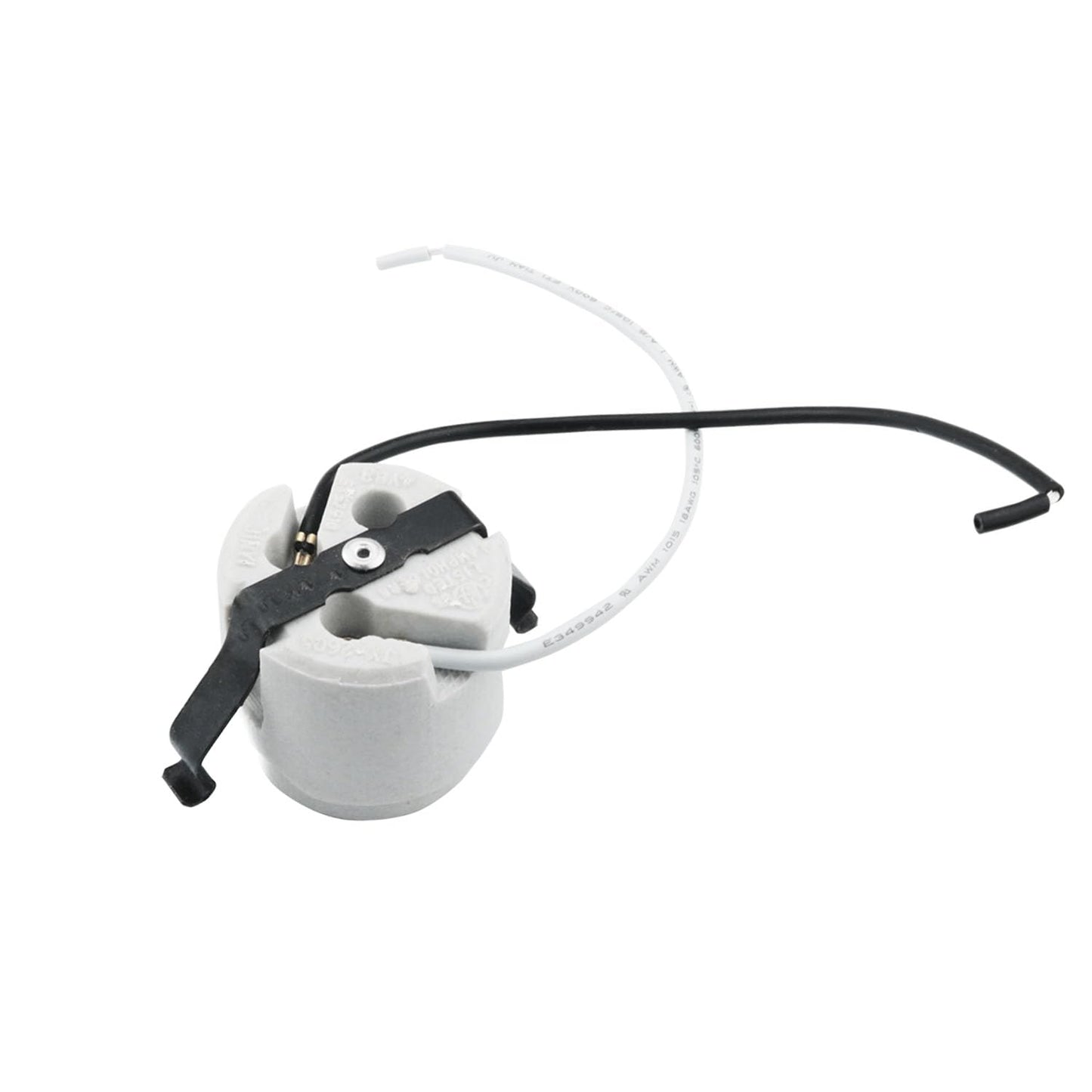 YHXiXi 2pcs U-Clip Snap-in Medium Base Keyless Socket Porcelain Snap-in Fixture Socket with 7.5inch Leads 660W 600V Ceramic Lampholder High Temperature Resistant