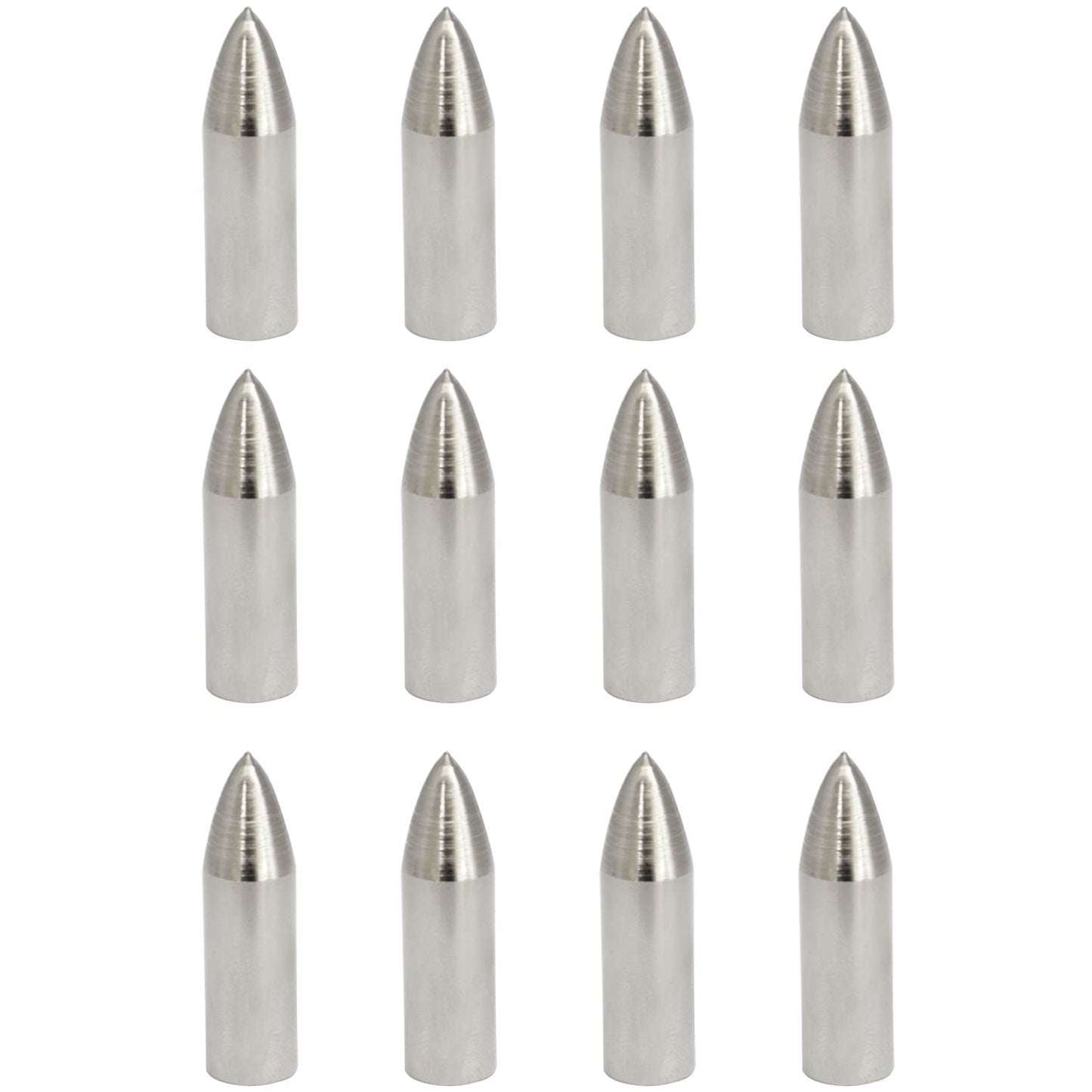 ZYAMY 12pcs Field Tips Target Point Arrowhead Arrow Heads 100 Grain Glue on Target Stainless Steel Arrow Points Wood Arrow Tips for ID 8mm Arrow Archery Accessories, Silver