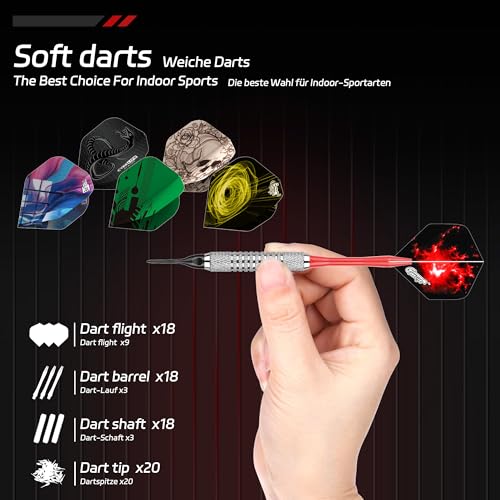 Soft Tip Darts Set - 18 Premium Darts for Electronic Boards