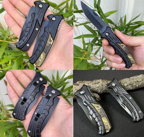 Folding Pocket Knife with Chain - 2.68 Inch Blade - Black