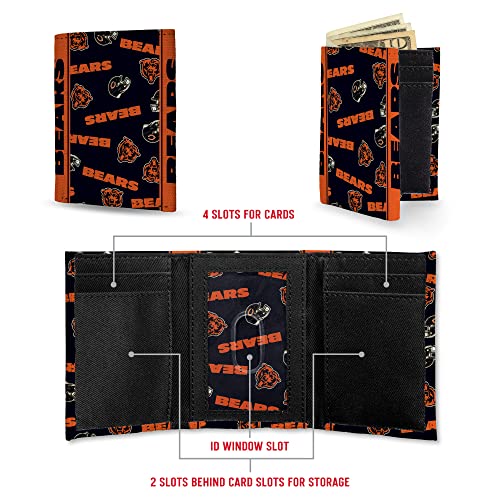 Chicago Bears NFL Canvas Trifold Wallet - Genuine Leather