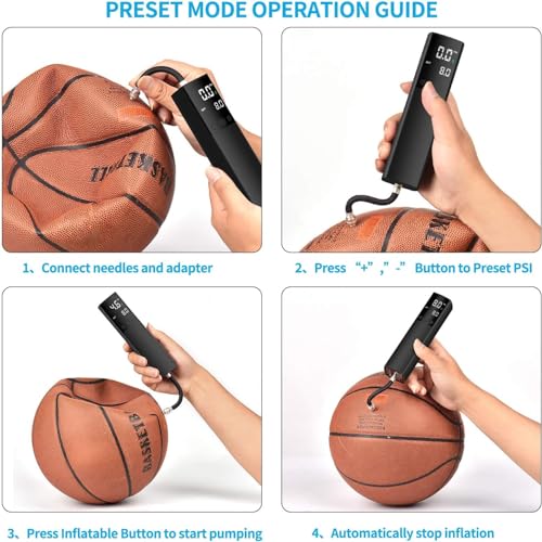 Electric Ball Pump with Digital Gauge - Portable Inflator for Sports Balls